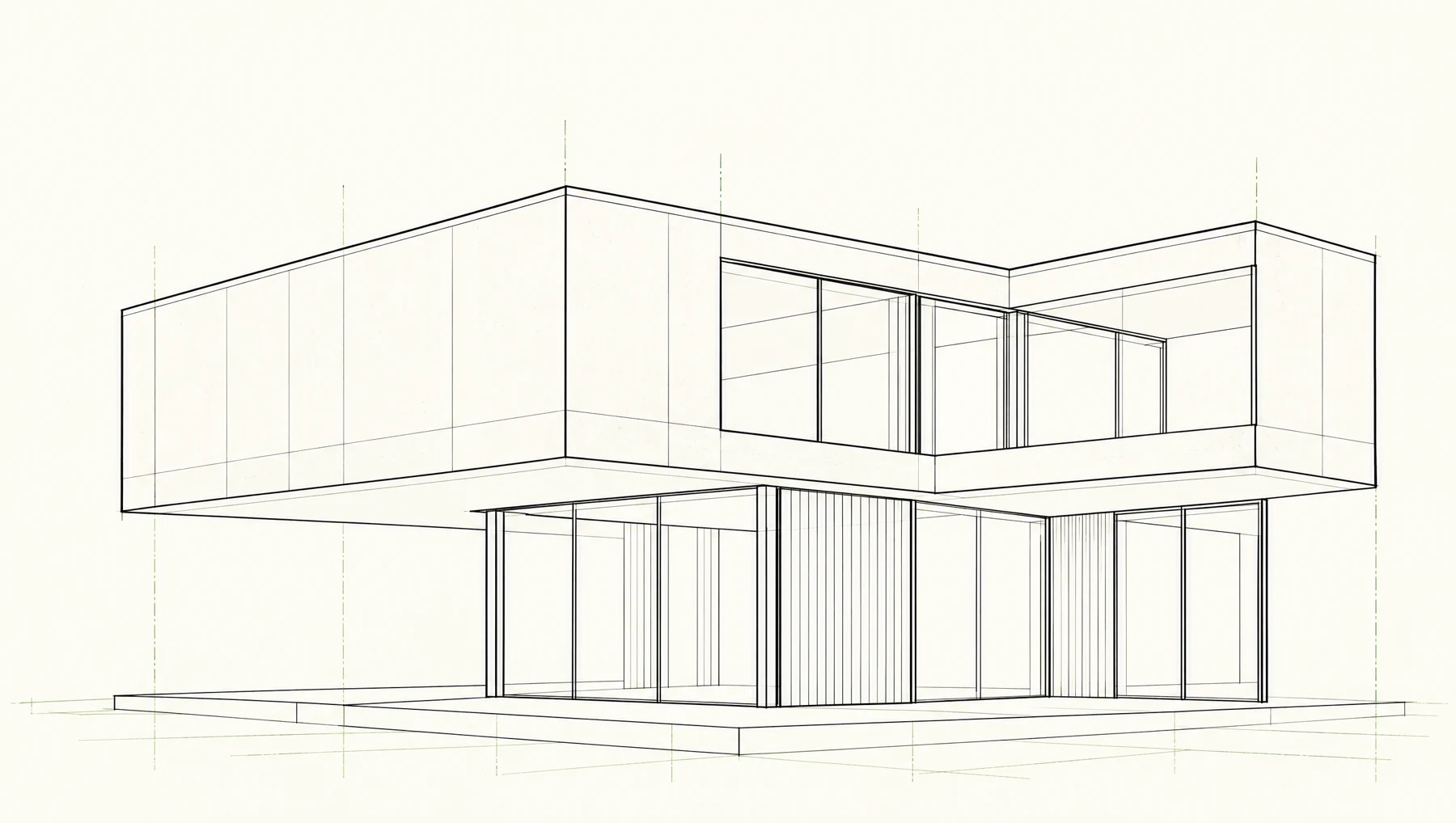 Architekturzeichnung eines modernen Gebäudes